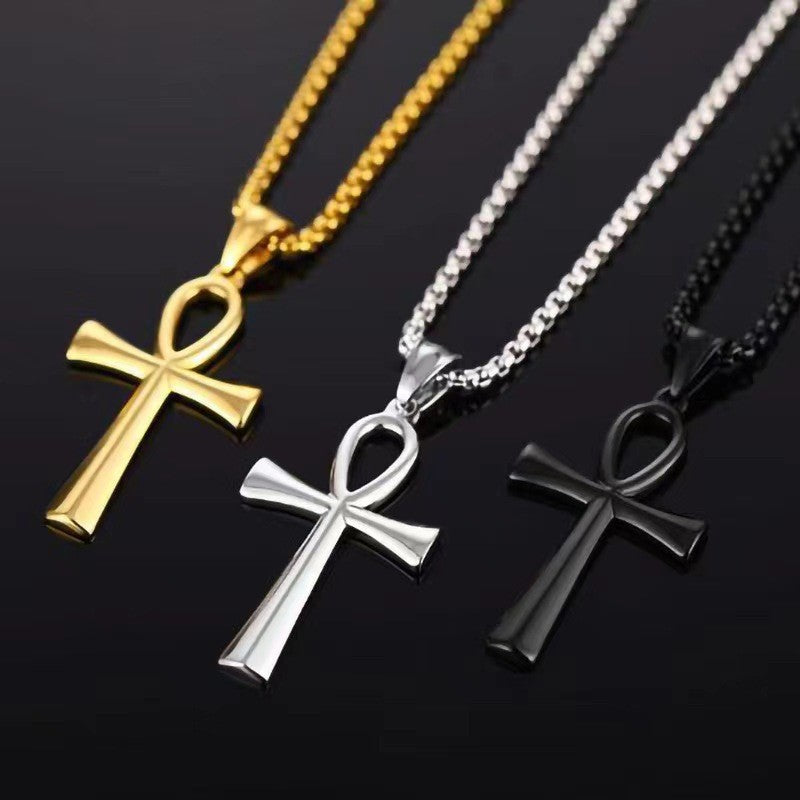 European and american minimalist unisex metal cross pendant necklace - stylish and versatile statement jewelry