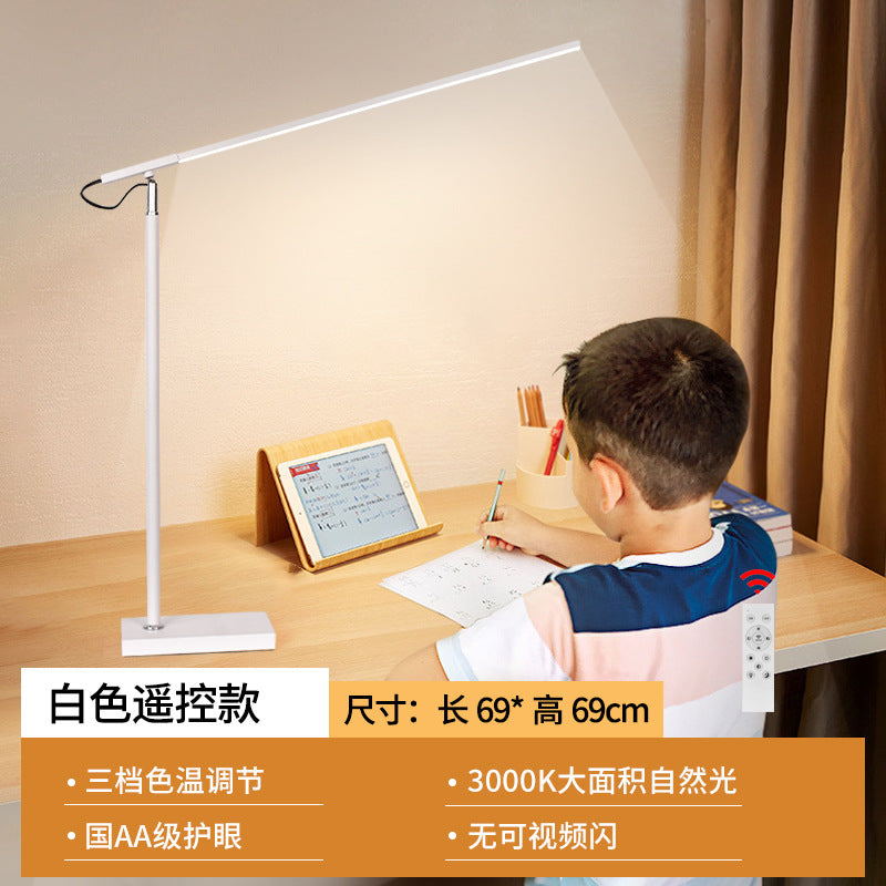 Led desk reading lamp - eye protection study light for kids, college students, dorm room bedside table - full spectrum learning lamp