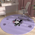 Cute kuromi round rug for living room, computer chair mat for study, foot pad for dressing table in cloakroom, bedside blanket for bedroom