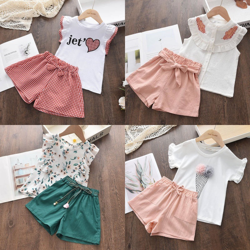 Girls' summer short-sleeve outfit set,  new collection: adorable and playful summer clothes for little girls and babies