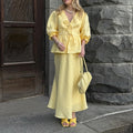 women's summer new arrivals: cross-border european & american fashion - elegant solid color v-neck tie-strap maxi dress set