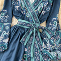 2024 early spring new french chic one-piece tie-waist printed dress - women's luxury elegant maxi dress