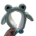 Trendy frog ear muffs with moving ears - kids' cartoon plush warm ear covers for outdoor use