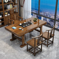 Solid wood large board tea table and chair combination, one table and five chairs, new chinoiserie office coffee table, for home living room casual tea making table