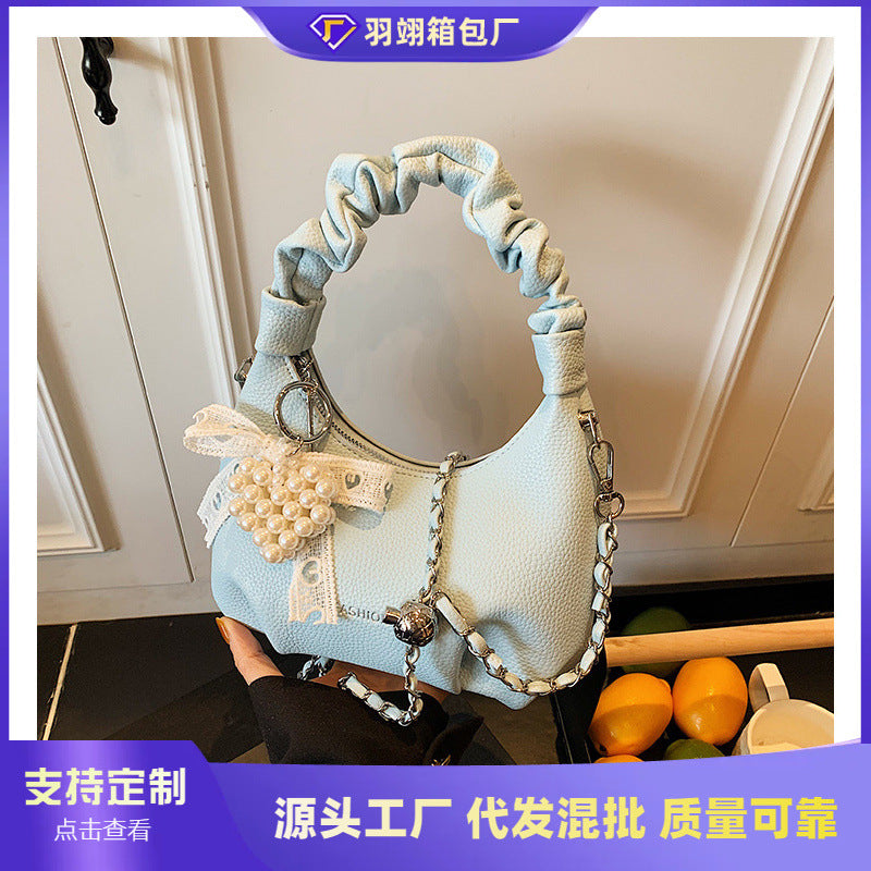 Cross-border bag women's 2025 trendy new niche design women's bag cloud bag underarm bag premium texture shoulder bag