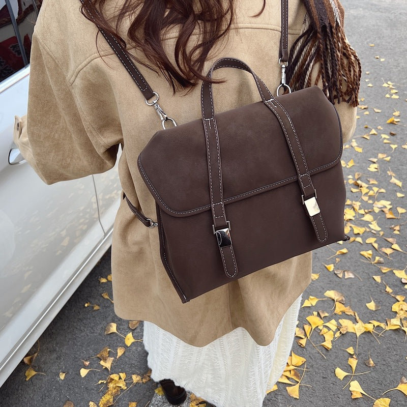 Retro oil wax leather backpack women's high-end sense niche portable shoulder large bag large capacity travel backpack tote bag