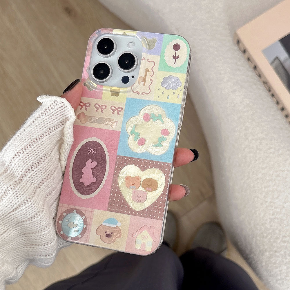 Large hole swirl case for apple 17 pro max, origami collage laser iphone 16 protective cover 15
