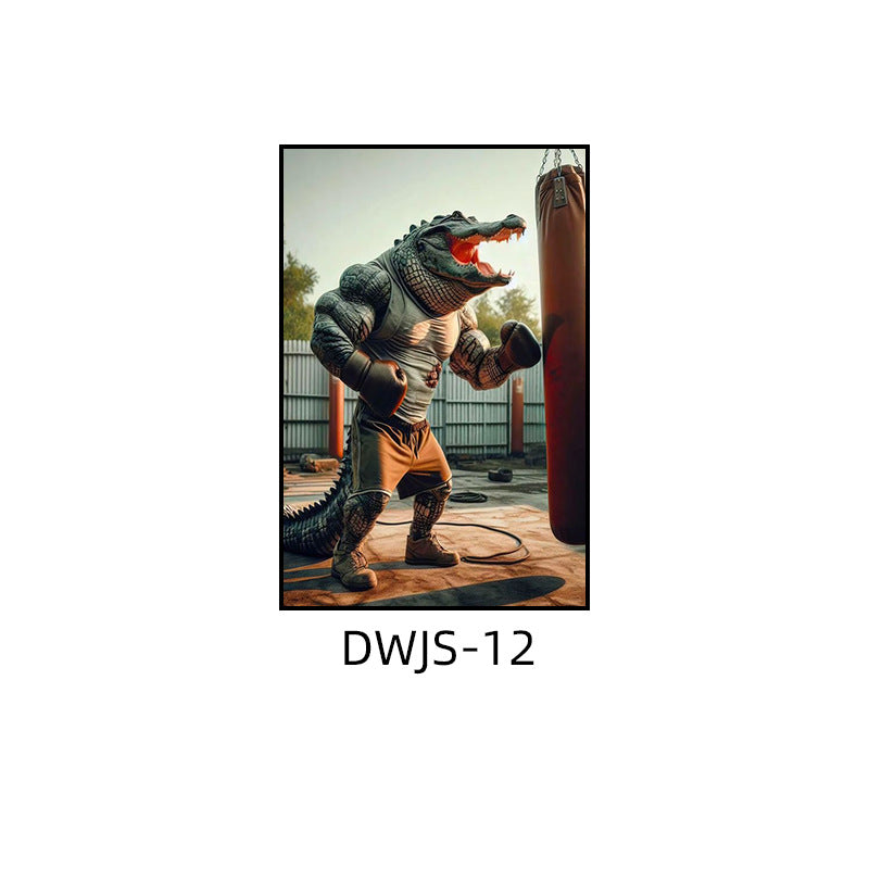 Gym decorative painting industrial style boxing hall hanging painting taekwondo martial arts hall fighting creative animal cartoon mural