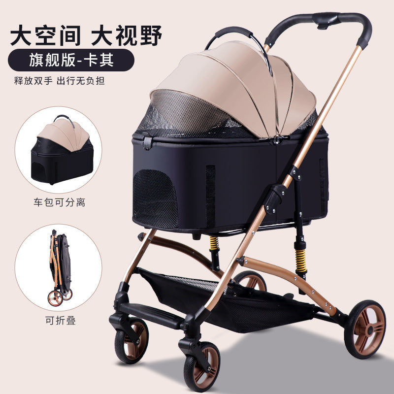 Pet stroller for dogs and cats - portable, foldable, lightweight, and large capacity cat carrier for small to medium breeds