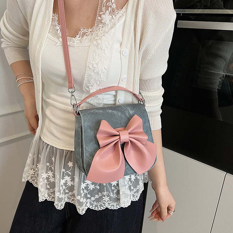 Foreign trade cute girl bow bag women's 2025 summer new versatile casual small square bag shoulder messenger bag