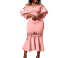 D368 cross-border women's fashion elegant lace off-the-shoulder mermaid evening sexy party dress - wholesale dress
