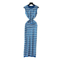 Korean style striped v-neck sleeveless knit dress - women's  summer new arrival - slim fit, waist-defining, slimming, commute-ready maxi dress
