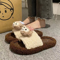 Fluffy slippers women's cartoon cute mickey mouse new autumn winter korean style comfortable home anti-slip cotton slippers women's outdoor wear