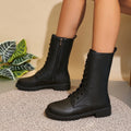 Plus size women's mid-calf boots with side zipper - british style, autumn  new collection, retro round toe knight boots -