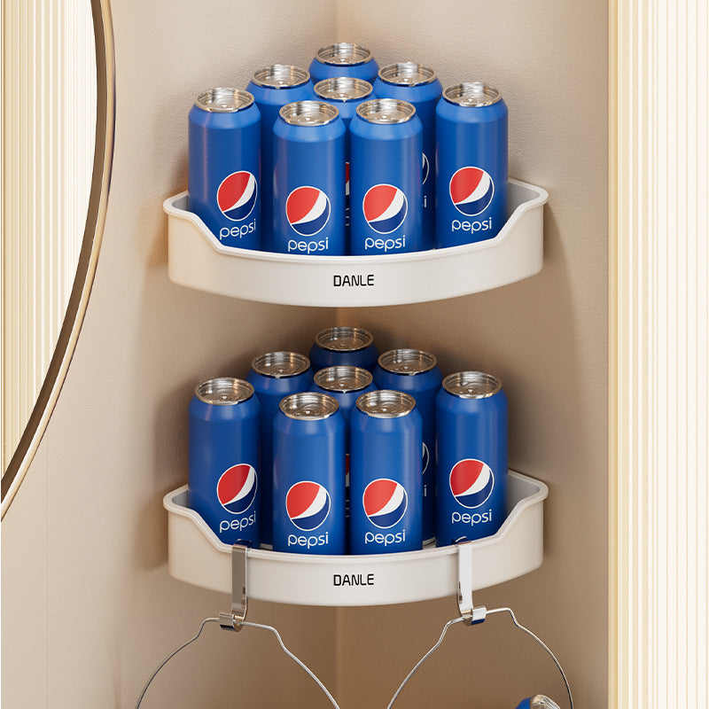 White bathroom triangular rack, no punching on the toilet wall, toilet corner basket storage, bathroom pendant set