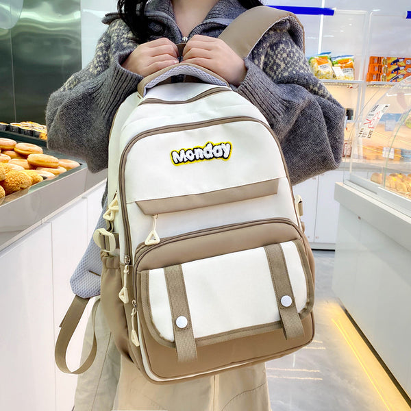 Wholesale schoolbag female high school student Korean version ins retro large-capacity backpack Japanese simple Mori backpack