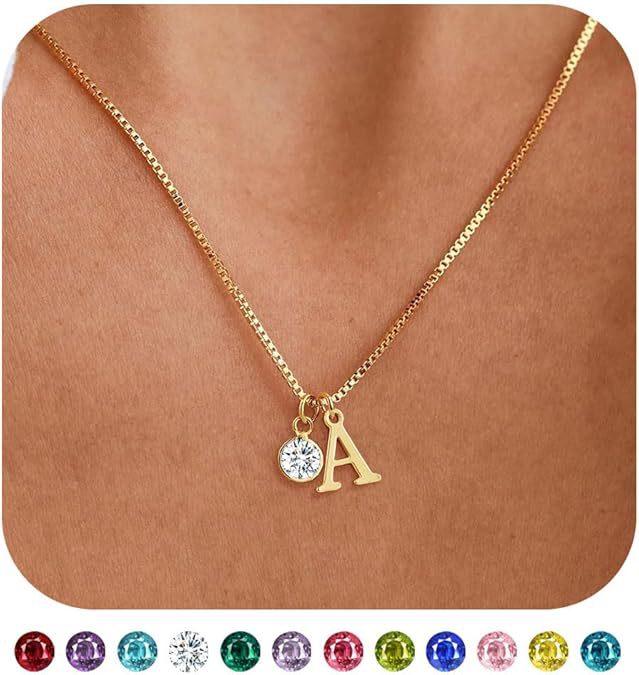 new arrival women's initial birthstone necklace fashion 14k gold-plated letter casualeasiest for match clavicle chain