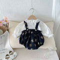 Floral print baby doll shirt & suspender pants set - korean style long sleeve autumn outfit (2-piece)