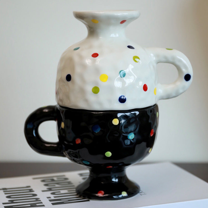 Stylishcasual ceramic creative mug hand-kneaded asymmetrical couple hand gift drinking cup tea cup tall coffee cup