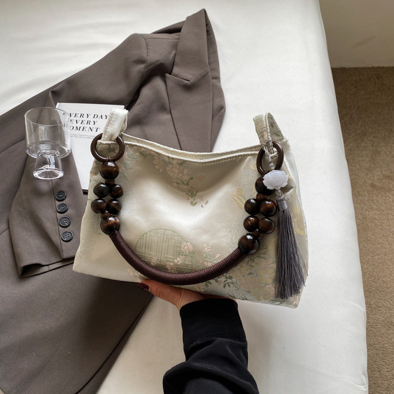 New Chinese large-capacity bag women's 2024 new versatile national style shoulder bag fashion niche underarm small square bag