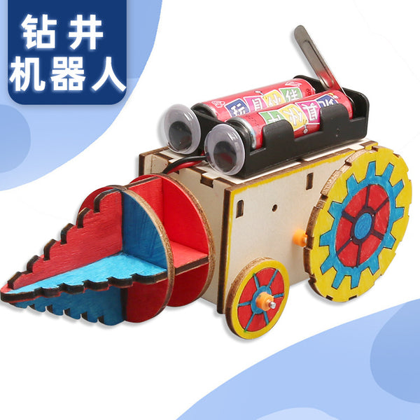 Drilling robot car children DIY hand-assembled toys technology small production science experiment set material package