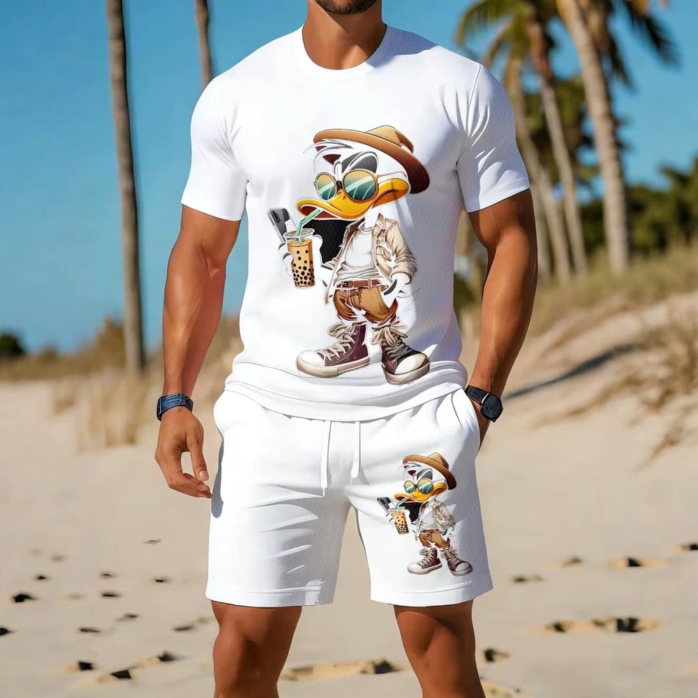 men's short-sleeve and shorts set, casual sportswear set, 3d printed cross-border hot seller, dropshipping available