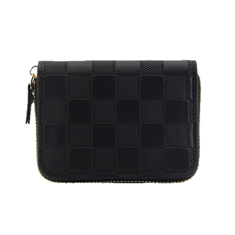 Plaid card bag, new  men and women's high-end sense, large-capacity document storage, casual card holder, zipper, change bag.