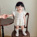 Summer clothes, baby girl baby girl baby girl bag butt shirt, thin style, flying sleeves, small age crawling clothes