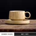 Vintage chic ceramic mug and saucer set - high-style afternoon tea, milk, and coffee cups - rustic pottery, japanese-style hand-painted ceramic mugs and water cups