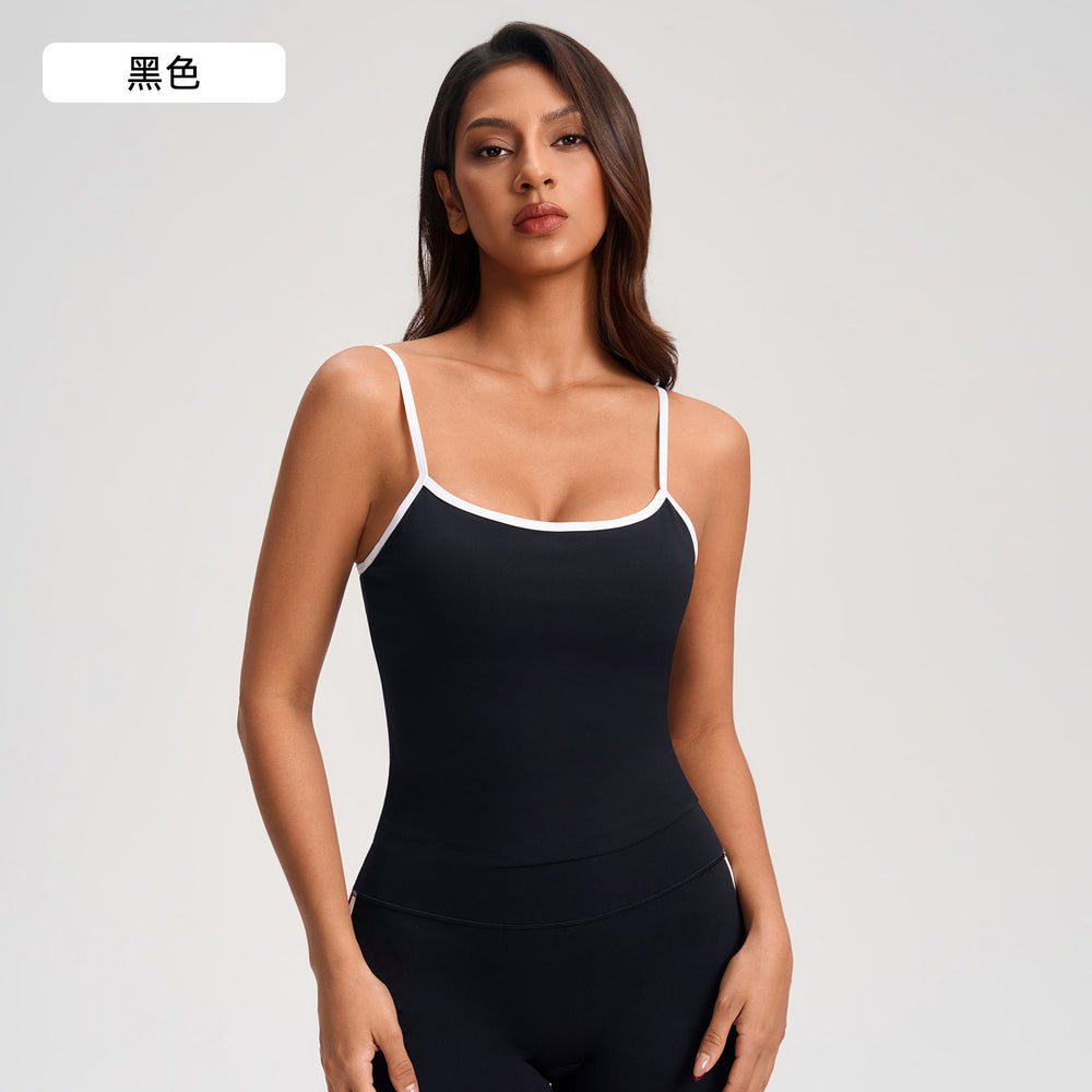 Contrast color beautiful back chest pad small camisole women's short inner bottom intimates fitness yoga wear yg-1001