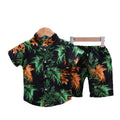 Summer boys' beach casual set - short-sleeve printed shirt + shorts two-piece wholesale