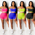 C3635 in-stock cross-border   fashion european and american women's yoga cropped tank top two-piece set