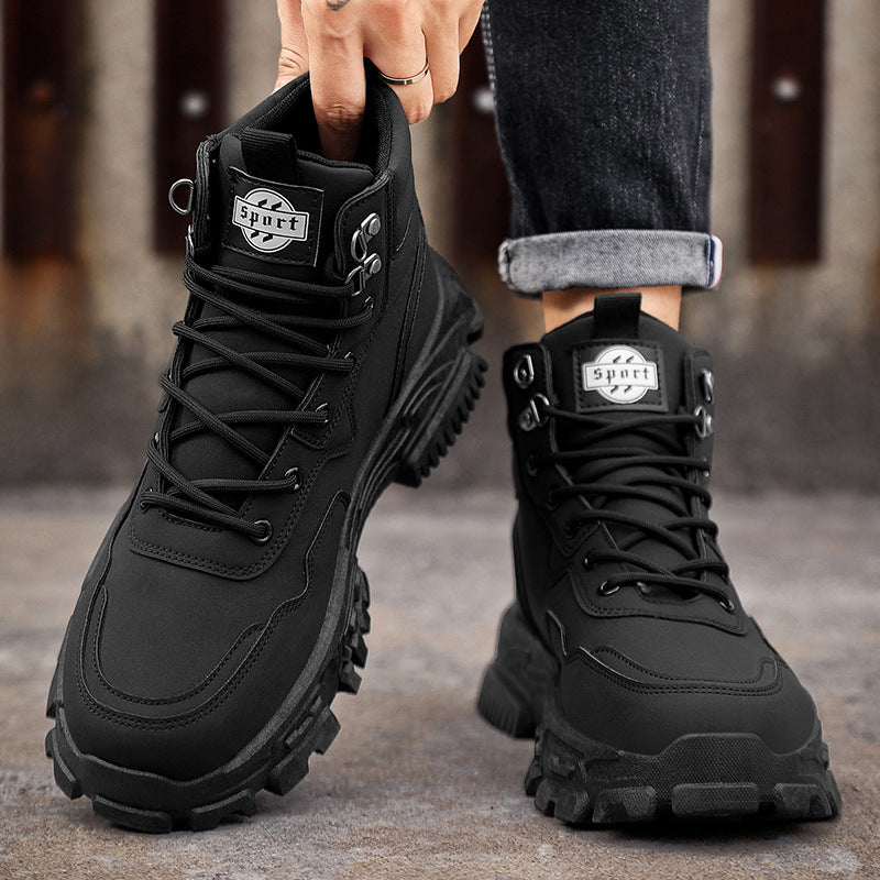 Men's fall 2025 new high-top work boots: trendy, versatile, thick-soled, height-increasing outdoor martin boots