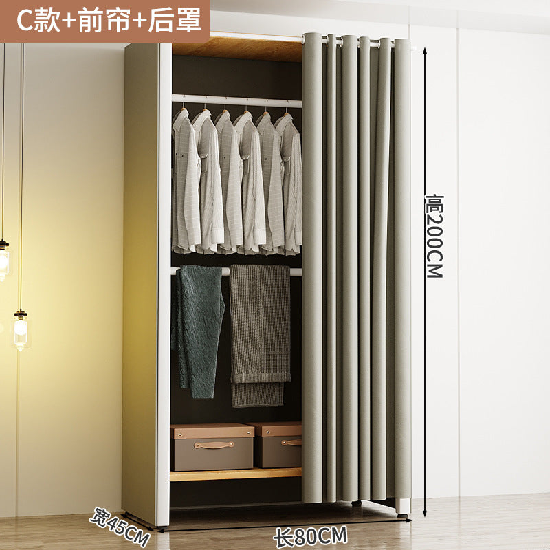 Wardrobe Home Bedroom Simple Assembly Storage Cabinet Rental Room Shelves Strong and Durable Open Wardrobe