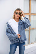 Insfashion cross-border foreign trade  women's clothing  new retro washed denim outwear tops  trend