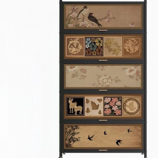 Medieval style locker dustproof bookcase wall-mounted all-in-one locker living room storage cabinet iron art storage storage