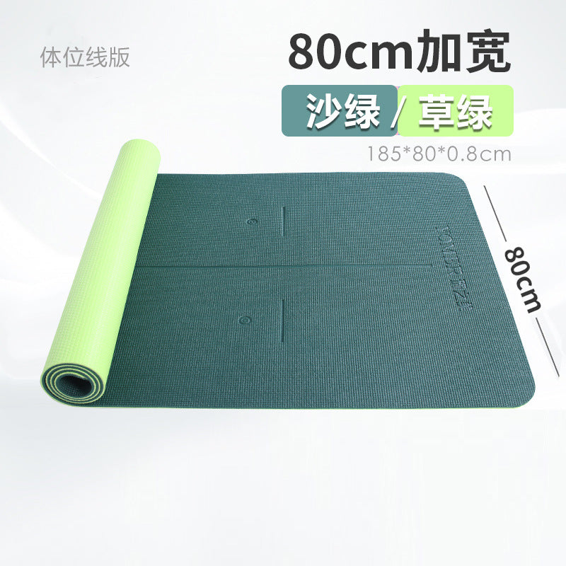 Yoga mat - negative ion, home use, sports, shock absorption, pvc, fitness alignment lines, non-slip, storage, anti-slip, shock absorption