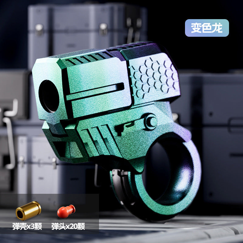 New arrival cross-border alloy adult creative trendy alloy finger gun can launch shell ejection soft bullet gun folding toy gun