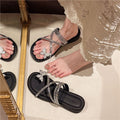 Women's rhinestone flip-flops sandals - summer 2025 new fashion, fairy style, perfect with skirts, flat beach slippers