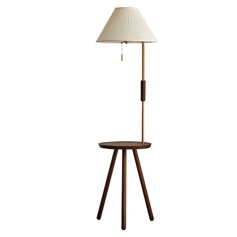 Medieval style floor lamp storage rack all-in-one american retro living room sofa side bedroom bedside solid wood vertical table lamp