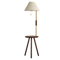 Medieval style floor lamp storage rack all-in-one american retro living room sofa side bedroom bedside solid wood vertical table lamp