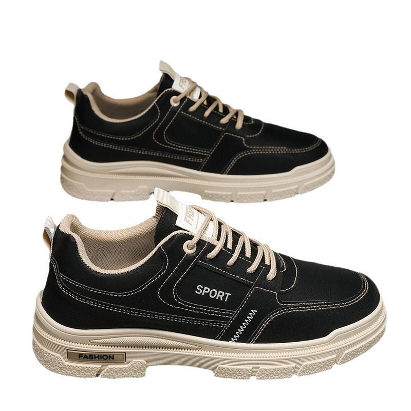 Men's spring breathable 2025 new trendy versatile casual skate shoes, men's low-top workwear leather martin boots