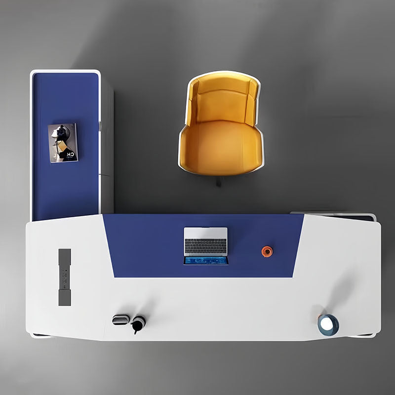 Piano lacquer office desk - designer creative high-end executive desk - stylish white manager supervisor executive desk