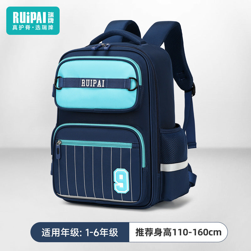Rui brand primary school schoolbag for girls in grades 1, 2 and 3, large-capacity load reduction children's schoolbag spine protection ultra-light backpack