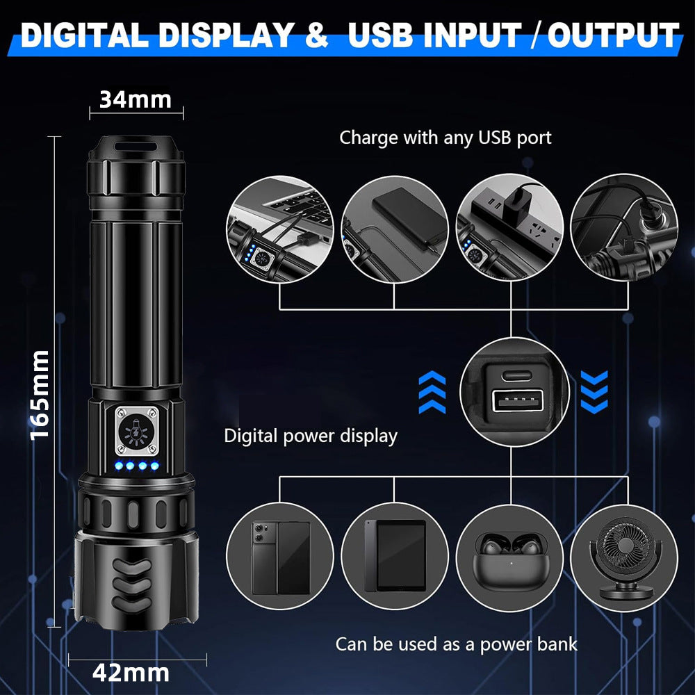 Cross-border explosive aluminum alloy strong light flashlight battery outdoor convenient emergency small zoom remote shooting flashlight