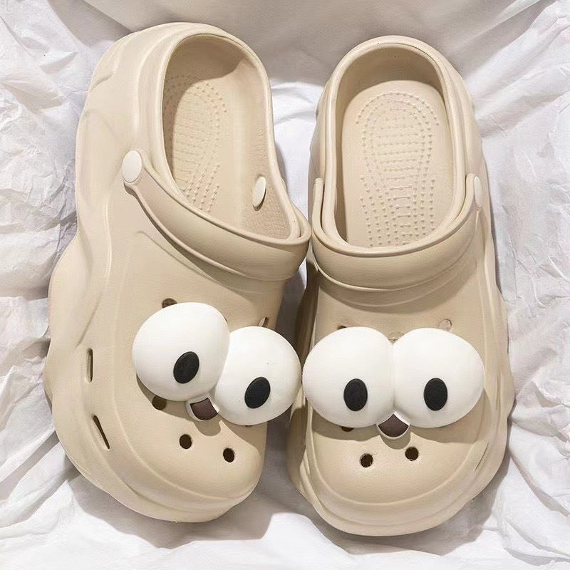 Thick soleeva crocs women's summer outwear 2025new arrivalheight increasing outdoor beach seaside ins toe cap slippers