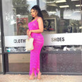 summer new women's long dress sexy knit cami tassel beach dress -  bestseller