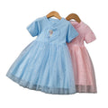 Girls' dress -  summer new arrival: elegant bubble sleeve sweet floral print mesh princess dress for kids