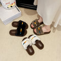 Ethnic style beaded platform fuzzy slippers - women's autumn/winter comfortable non-slip suede thong sandals - lightweight fluffy slippers