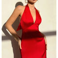 Solid color backless bowknot bodycon maxi dress, women's elegant party dress for evening events and dates